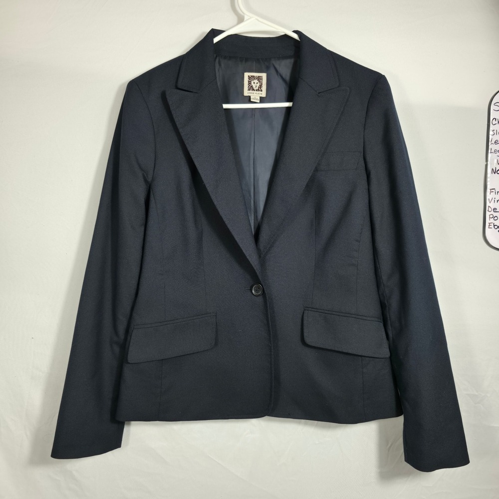 Anne Klein Womens Navy Blue One Button Blazer Jacket H78MA1A0296 Professional 6
